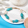 Natural Shell & Synthetic Turquoise Braided Bead Anklets AJEW-AN00562-03-2