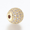 Brass Micro Pave Cubic Zirconia Beads ZIRC-E134-10mm-04G-2