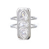 Cubic Zirconia Rectangle Open Cuff Ring RJEW-N037-015-01P-1