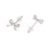 Bowknot Brass Stud Earrings for Women EJEW-P288-01P-3