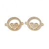 Brass Micro Pave Clear Cubic Zirconia Connector Charms KK-E068-VC081-2