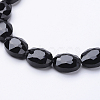 Black Faceted Oval Glass Bead Strands X-GLAA-S003-16x13mm-05-3