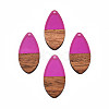 Transparent Resin & Walnut Wood Pendants RESI-N025-032-C05-2