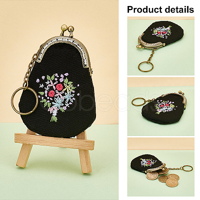 Tree Pattern Kiss Lock Purse Embroidery Starter Kit DIY-WH0043-46-1