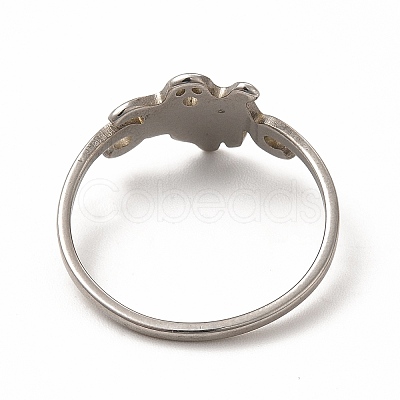 Non-Tarnish 304 Stainless Steel Hollow Out Ghost Finger Ring for Halloween RJEW-K239-15P-1