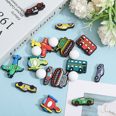 CHGCRAFT 14pcs 14 styles Cartoon Food Grade Silicone Focal Beads SIL-CA0003-40-1