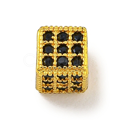 Brass Micro Pave Black Cubic Zirconia Beads KK-G493-37A-G02-1