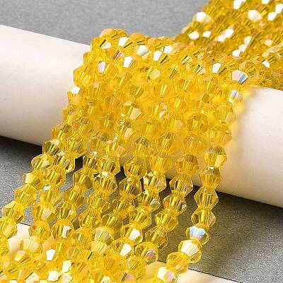 Transparent Electroplate Glass Beads Strands GLAA-F029-3mm-A22-1