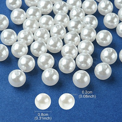 ABS Plastic Imitation Pearl Round Beads MACR-YW0002-8mm-82-1