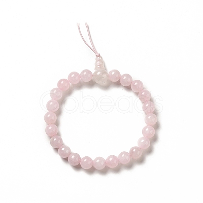 Natural Rose Quartz Gourd Beaded Stretch Bracelet for Women G-G997-G05-1