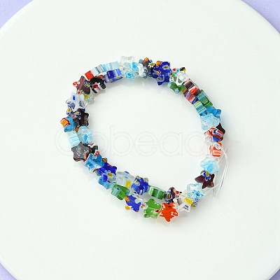 Flower Handmade Millefiori Glass Beads Strands LK-YW0001-08-1