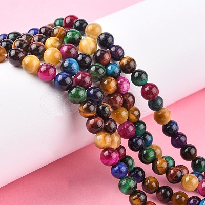 Natural Tiger Eye Beads Strands X-G-G101-6mm-6-1