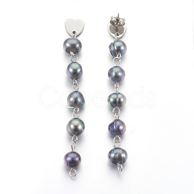 Natural Freshwater Pearl Beads Ear Studs EJEW-JE02892-02-1