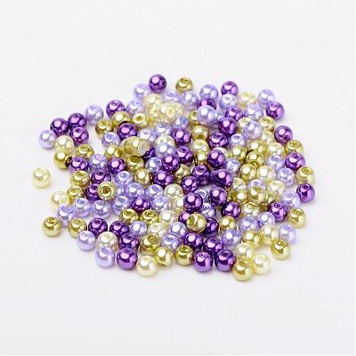 Lavender Garden Mix Pearlized Glass Pearl Beads HY-X006-4mm-08-1