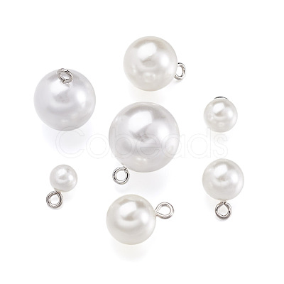 Mega Pet 70Pcs 7 Style Resin & Plastic Imitation Pearl Pendants/Shank Buttons BUTT-MP0001-01-1