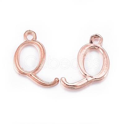 Rose Gold Plated Alloy Letter Pendants X-PALLOY-J718-01RG-Q-1