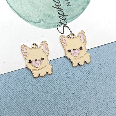 Alloy Enamel Puppy Pendants PW-WG22495-07-1