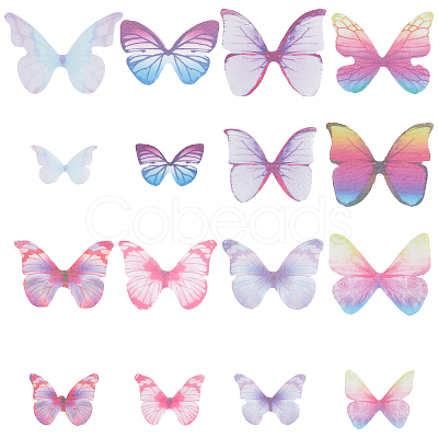 SUNNYCLUE 160Pcs 16 Style Polyester Fabric Wings Crafts Decoration DIY-SC0019-39-1