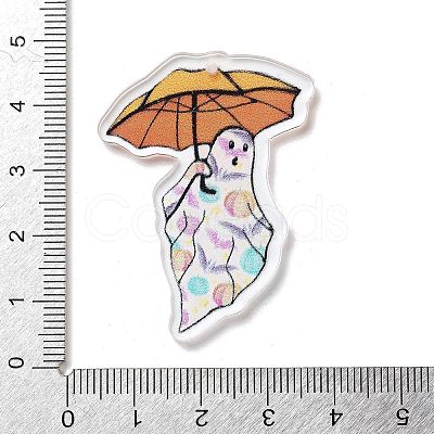 Halloween Theme Ghost Opaque Acrylic Pendants SACR-Z005-06B-1