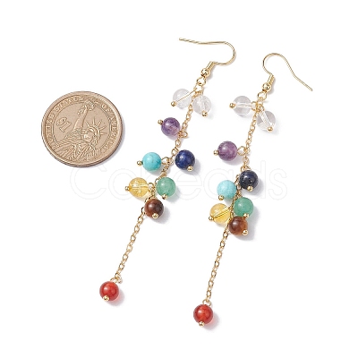 Round Gemstone Dangle Earrings EJEW-TA00473-1