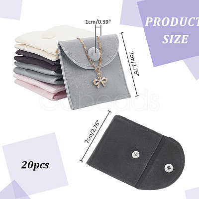 Nbeads 20Pcs 4 Colors Square Velvet Jewelry Bags TP-NB0001-56-1