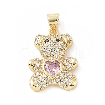 Brass Micro Pave Cubic Zirconia Pendants KK-C012-04G-1