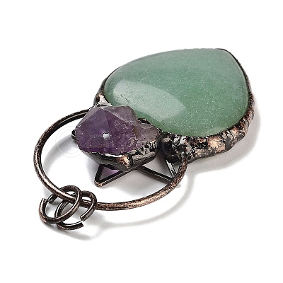 Natural Green Aventurine & Amethyst Big Pendants G-A221-04G-1