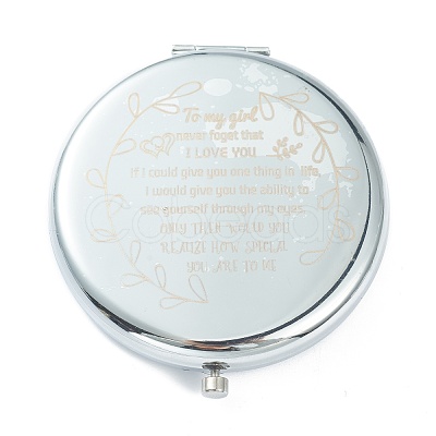 Tarnish Resistant (Defective Closeout Sale: Alphabet Misprint) Stainless Steel Base Portable Makeup Compact Mirrors STAS-XCP0001-36-1