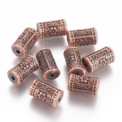 Tibetan Style Alloy Flower Pattern Column Beads X-TIBEB-7424-R-NR-1