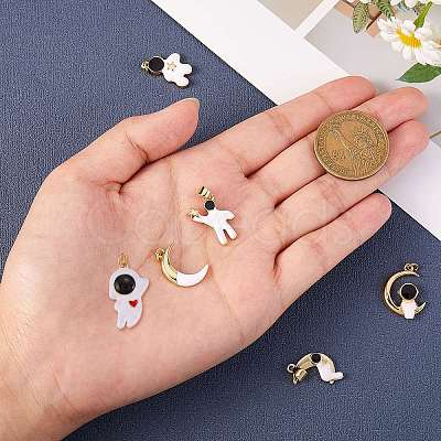 6Pcs 6 Style Eco-friendly Brass Enamel Pendants KK-SZ0005-60-1