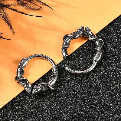 Snake 316 Surgical Stainless Steel Hoop Earrings EJEW-G416-20AS-1