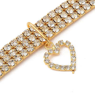 Adjustable 3-Row Iron Rhinestone Cup Chain Pet Collars AJEW-A054-01D-1