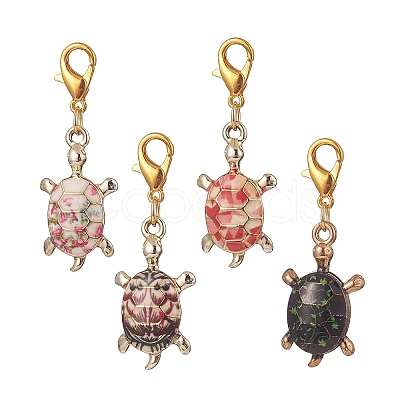 Tortoise Alloy Enamel Pendant Decorations HJEW-JM00887-1