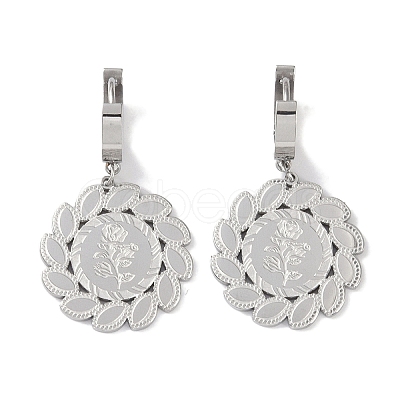 Non-Tarnish Flower 304 Stainless Steel Dangle Earrings EJEW-L283-040P-1