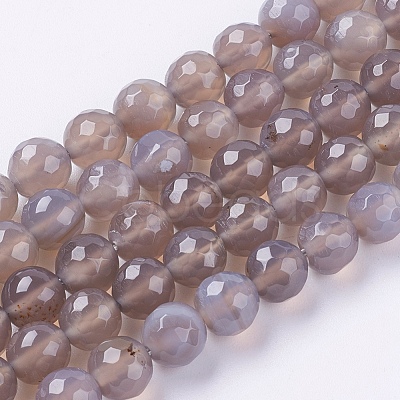 Natural Grey Agate Beads Strands G-G580-8mm-08-1