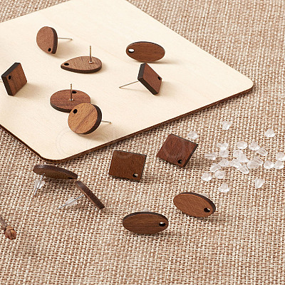 Coconut Brown Wood Stud Earring Findings EJEW-TA0010-06P-1