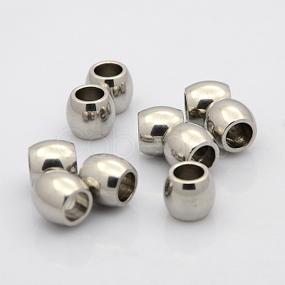 Tarnish Resistant Barrel 304 Stainless Steel European Beads STAS-N020-05-1