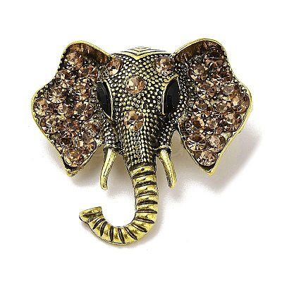 Vintage Elephant Alloy Rhinestone Brooches for Backpack Clothes JEWB-S028-06-1