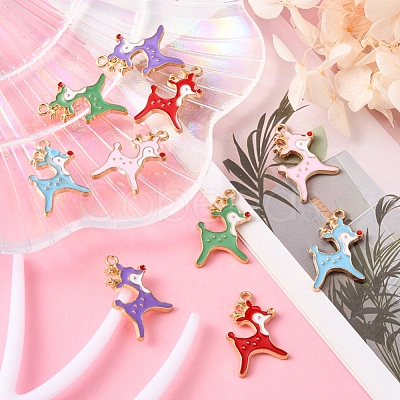 10Pcs 5 Colors Alloy Enamel Pendants ENAM-YW0002-08-1