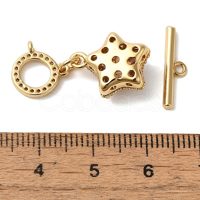 Brass Micro Pave Clear Cubic Zirconia Toggle Clasps KK-N254-81G-1