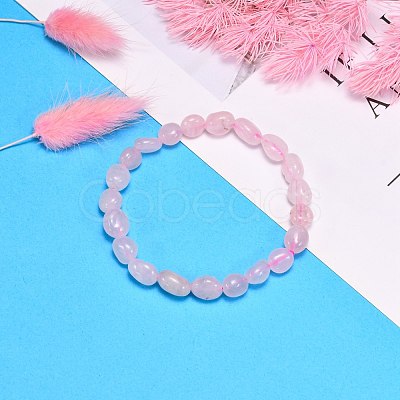 Natural Rose Quartz Bead Stretch Bracelets BJEW-K213-01-1