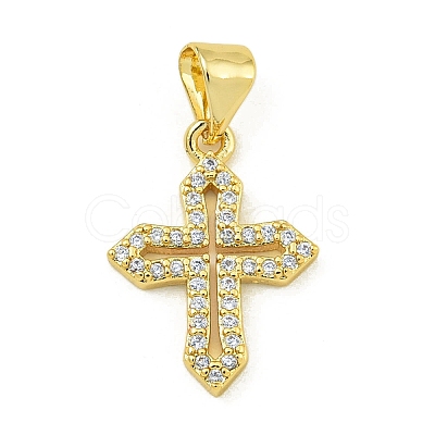 Rack Plating Brass Pave Cubic Zirconia Pendants KK-U029-02G-05-1