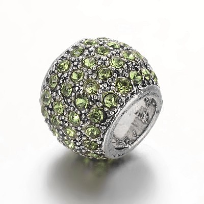 Antique Silver Plated Alloy Rhinestone European Beads CPDL-E036-E-1