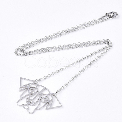 Non-Tarnish 201 Stainless Steel Puppy Pendant Necklaces NJEW-T009-JN042-1-40-1