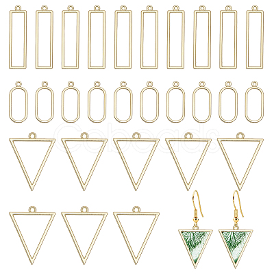 CHGCRAFT 30Pcs 3 Styles Alloy Open Back Bezel Pendants FIND-CA0007-86-1