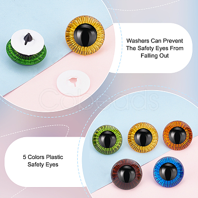 PandaHall Elite 30Pcs 5 Colors Craft Plastic Doll Eyes DOLL-PH0001-49-1