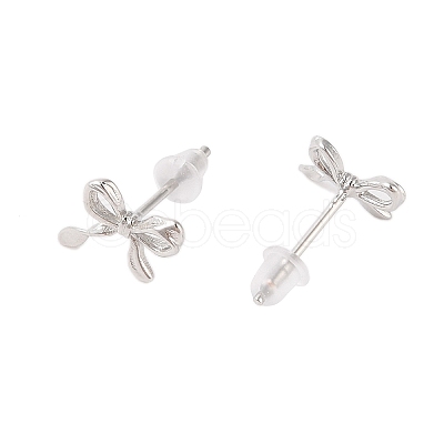 Bowknot Brass Stud Earrings for Women EJEW-P288-01P-1