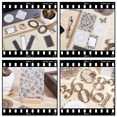 Black & White Lace DIY Scrapbooking Kits STIC-WH0024-01-1