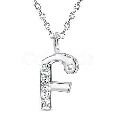 SHEGRACE Rhodium Plated 925 Sterling Silver Initial Pendant Necklaces JN902A-1