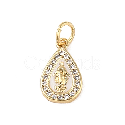 Brass Micro Pave Clear Cubic Zirconia Pendants KK-E111-31G-G-1